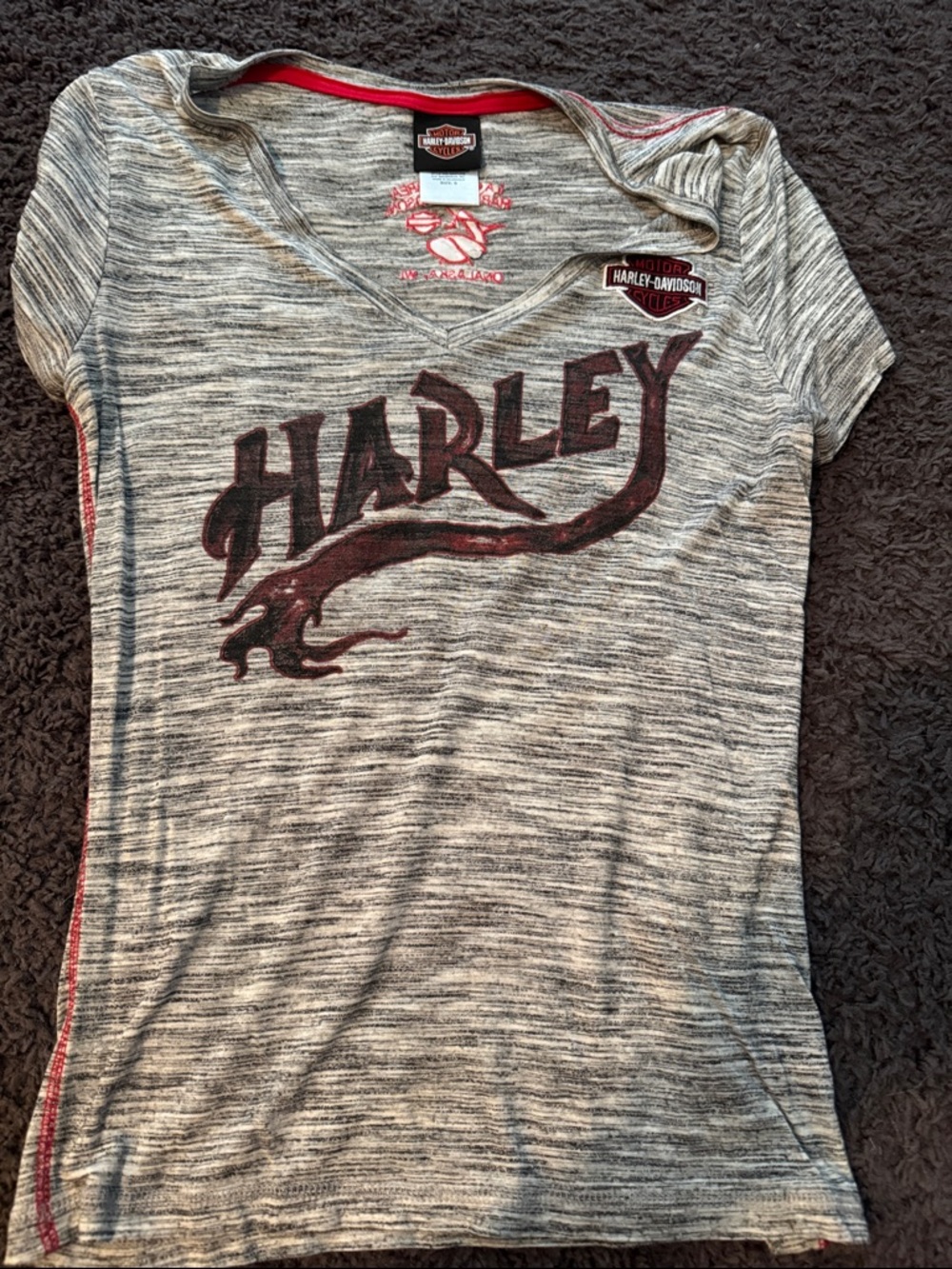 Harley-Davidson Gray Heather Tee with Maroon Graphic